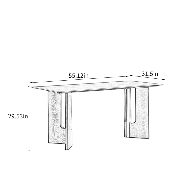 Table de salle à manger Rock Plate, H 29,53 po x L 55,12 po x l 31,5 po