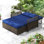 Causeuse de patio en rotin avec repose-pieds en osier et repose-pieds multifonctionnel