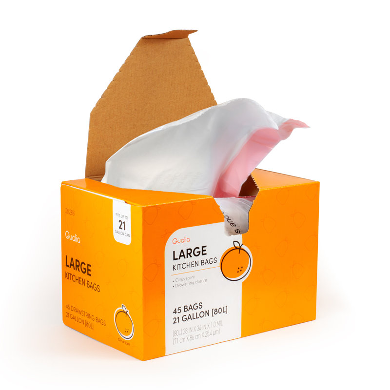 Heavy Duty White Citrus Scented Drawstring Trash Bags - 45 Count
