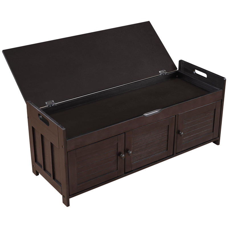 Banc de rangement rembourré avec armoire, Espresso