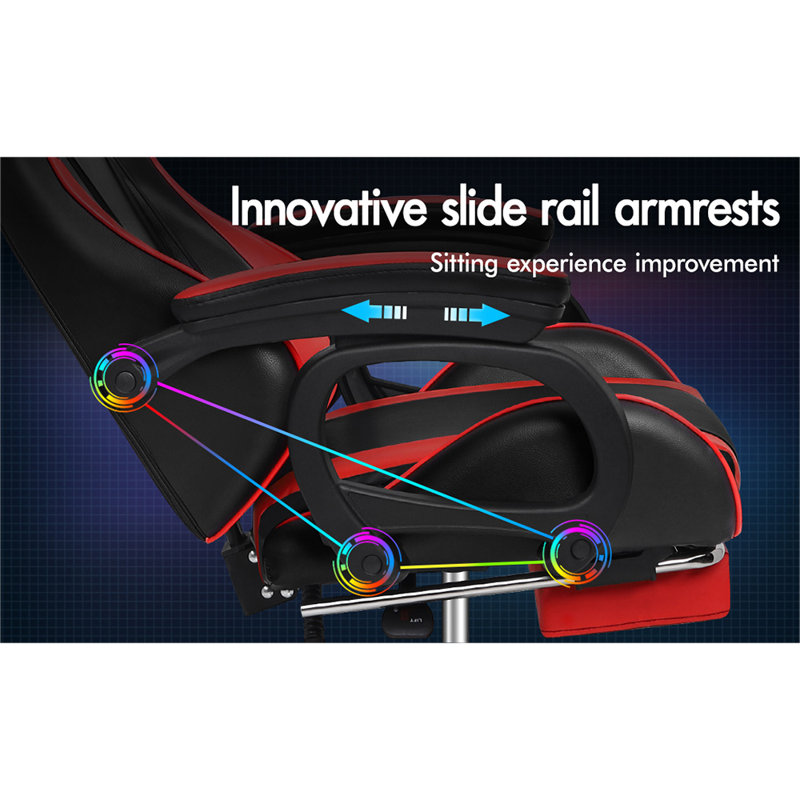 Metro Lane Gaming Chair with Headrest, Red/Black