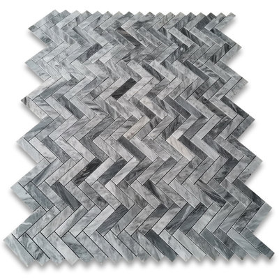9 in. x 11 in. Herringbone Marble Tile