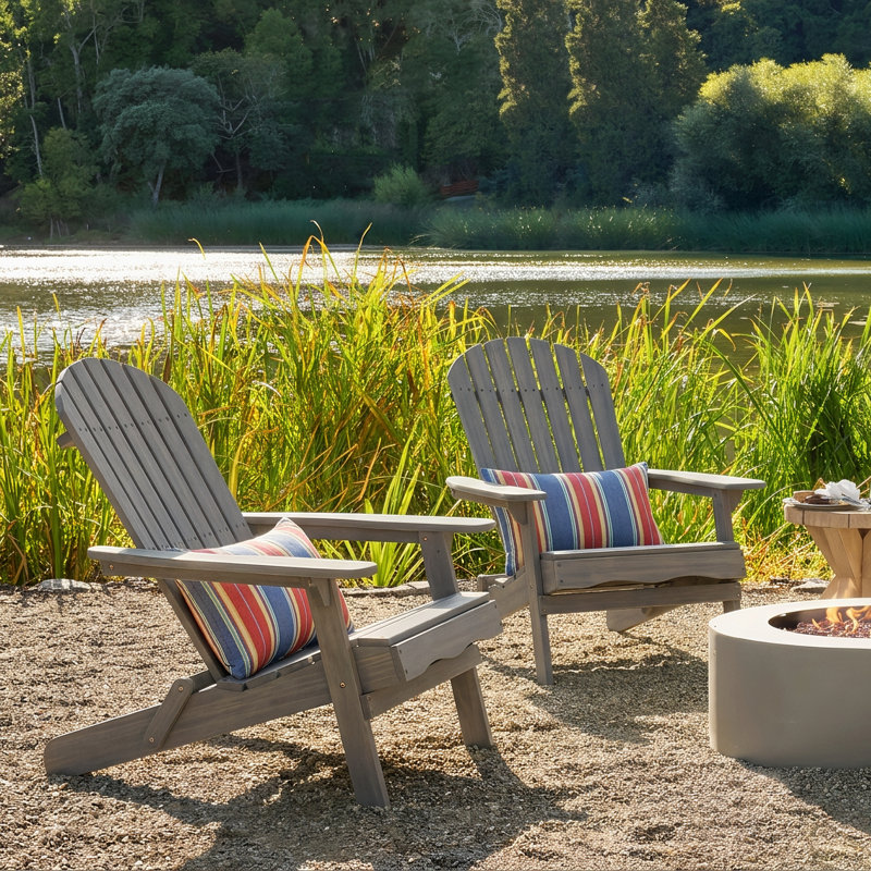 Chaise Adirondack pliante en bois massif Woking, Gris