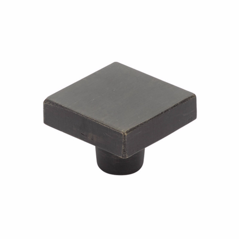 Emtek Rustic Modern Square Cabinet Knob, 1.25'', Flat Black Bronze Patina