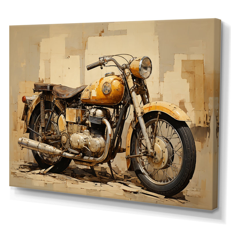 Minimalisme, motocyclette IV, impression d'art mural, Toile tendue, H 24 po x l 32 po x P 1 po