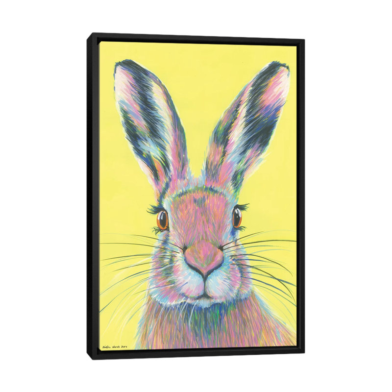 Mad March Hare by Kirstin Wood - Painting on Canvas, 152.5 cm H x 101.5 cm W, Black Framed Canvas
