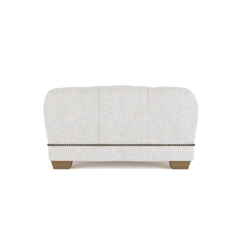Hudson Ottoman, Plush Velvet Silver Streak, Natural