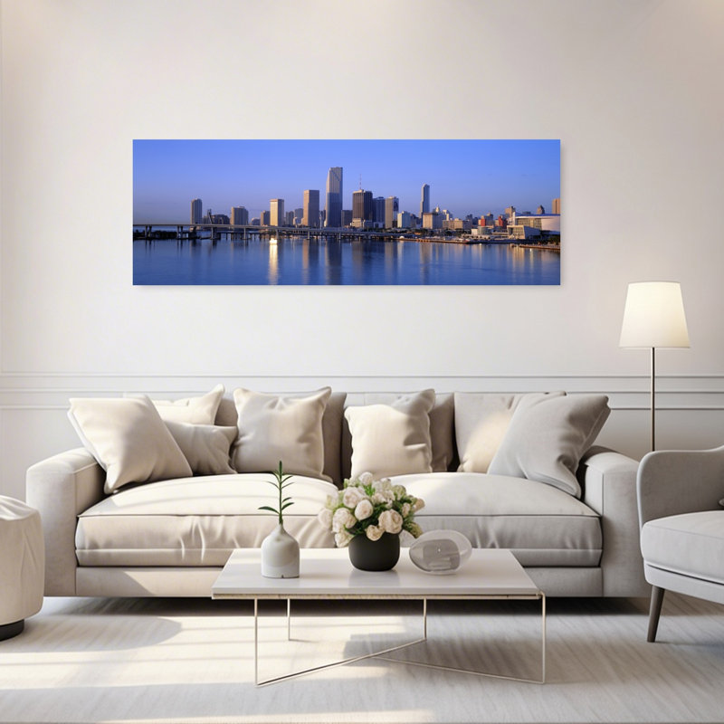 «Skyline Miami Fl Usa Modern Abstract City Landscape», art mural, H 20 po x l 60 po