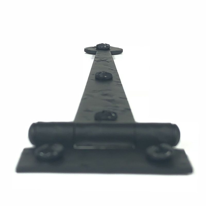 6-1/2" Black Iron Heart Cabinet Strap Hinge, Flush, Pair