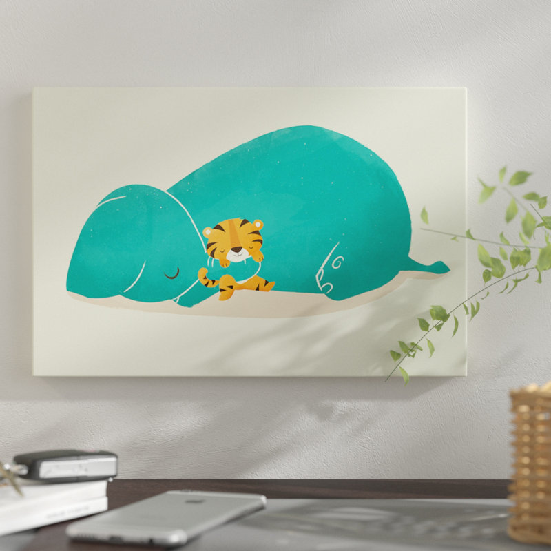 «Tiger Mother», impression sur toile, H 12 po x l 18 po x P 1,5 po, Toile tendue, Pas de tapis