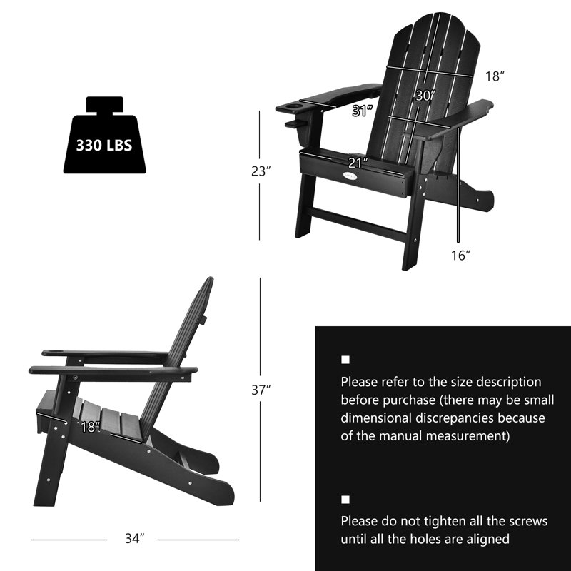 Outdoor Adirondack Chair, Black