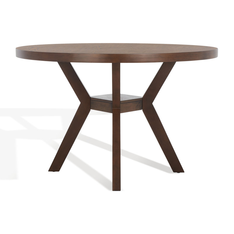 Round Solid Wood Base Dining Table, Medium Oak