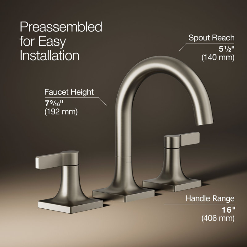Venza Widespread Bathroom Sink Faucet 1.2 GPM, Vibrant Brushed Nickel, 1.2 GPM