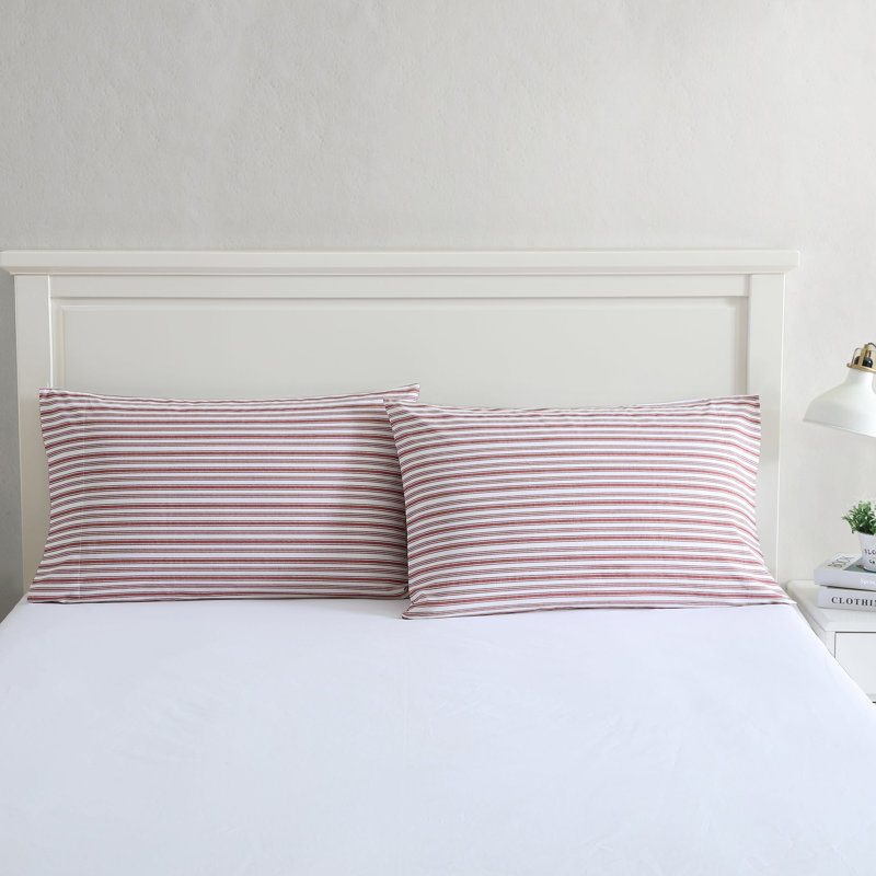 Nautica Percale Cotton 2 Piece Standard Pillowcase Set, Red