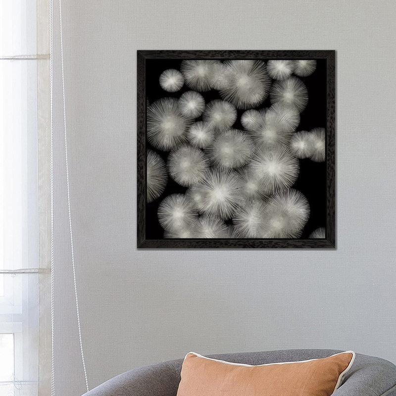 Silver Sunbursts by Abby Young - Floater Frame Print on Canvas, Black Framed, 93.98 cm H x 93.98 cm W