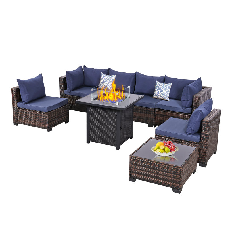 Ensemble de meubles de patio 8 pièces avec foyer 28 "