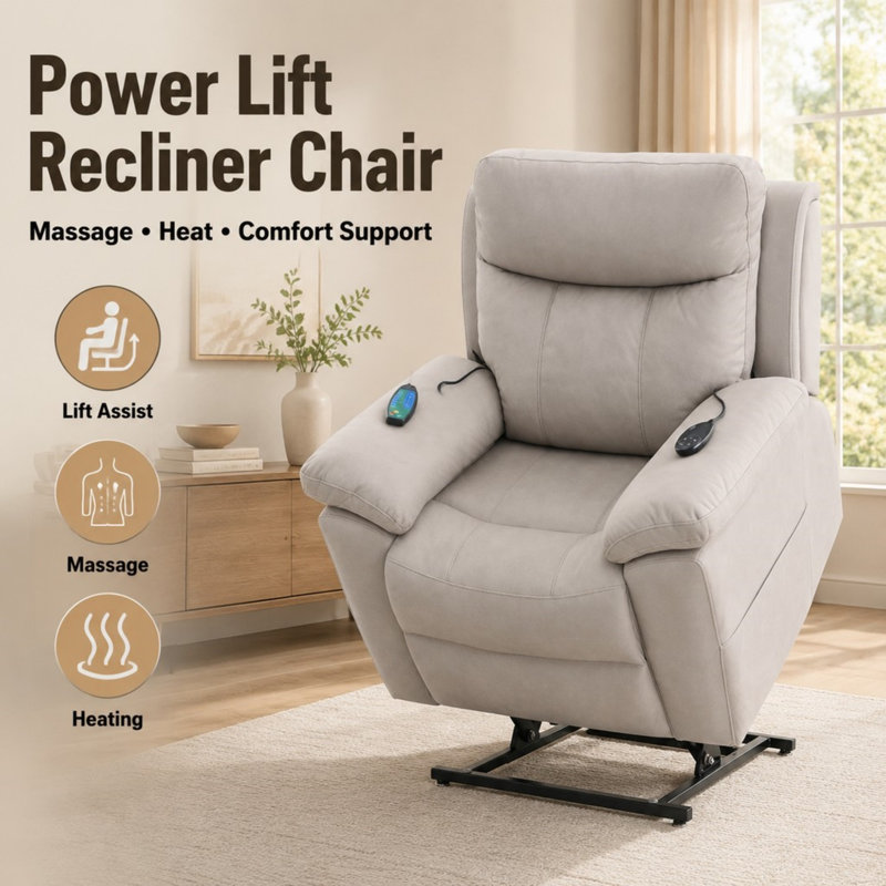 Fauteuil inclinable électrique, Gris clair