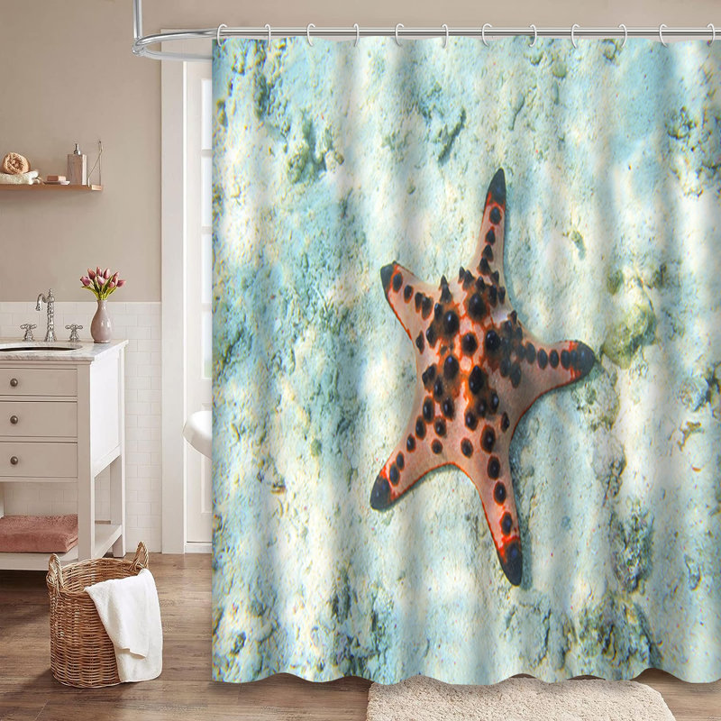 Rideau de douche Red Starfish Shallow Tropical, L 72 po x l 84 po