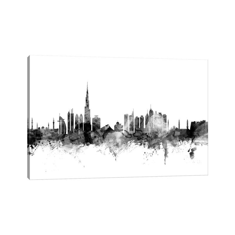 Dubai, UAE In Black & White by Michael Tompsett - 1 Piece Wrapped Canvas Wall Art, 30.48 cm H x 45.72 cm W