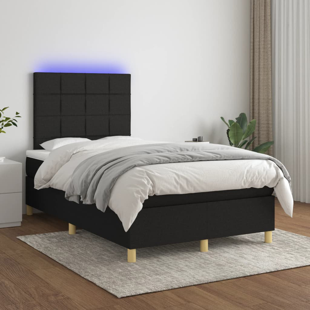 Vidaxl Boxspringbett Mit Matratze & LED Schwarz 120X190 Cm Stoff