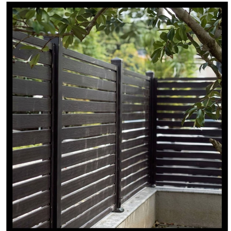 6ft High Aluminium Slatted Fence Kit with 100mm Slats - Modern Garden Fencing (Black & Anthracite Grey), Anthracite Grey