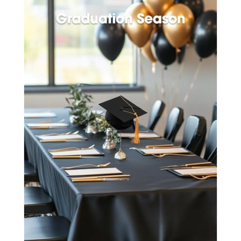 Nappes jetables en plastique noir, 137 x 396 cm (54 x 156 pouces), ensemble de 10.