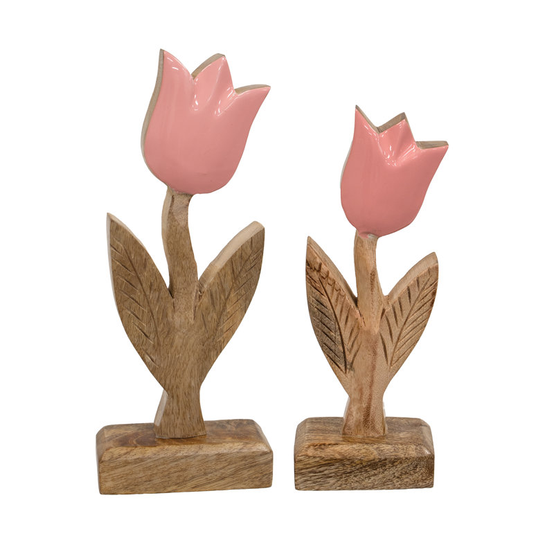 2/Set - Pink Enamel Tulips
