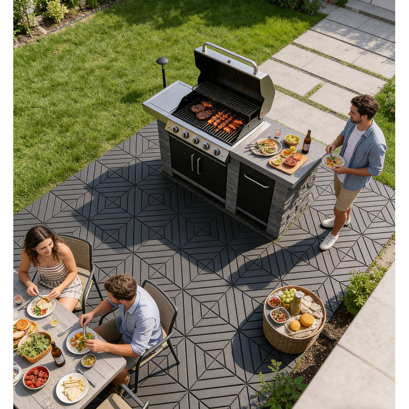 30.5cm L x 30.5cm W Plastic Interlocking Deck Deck Tile Kit, Grey