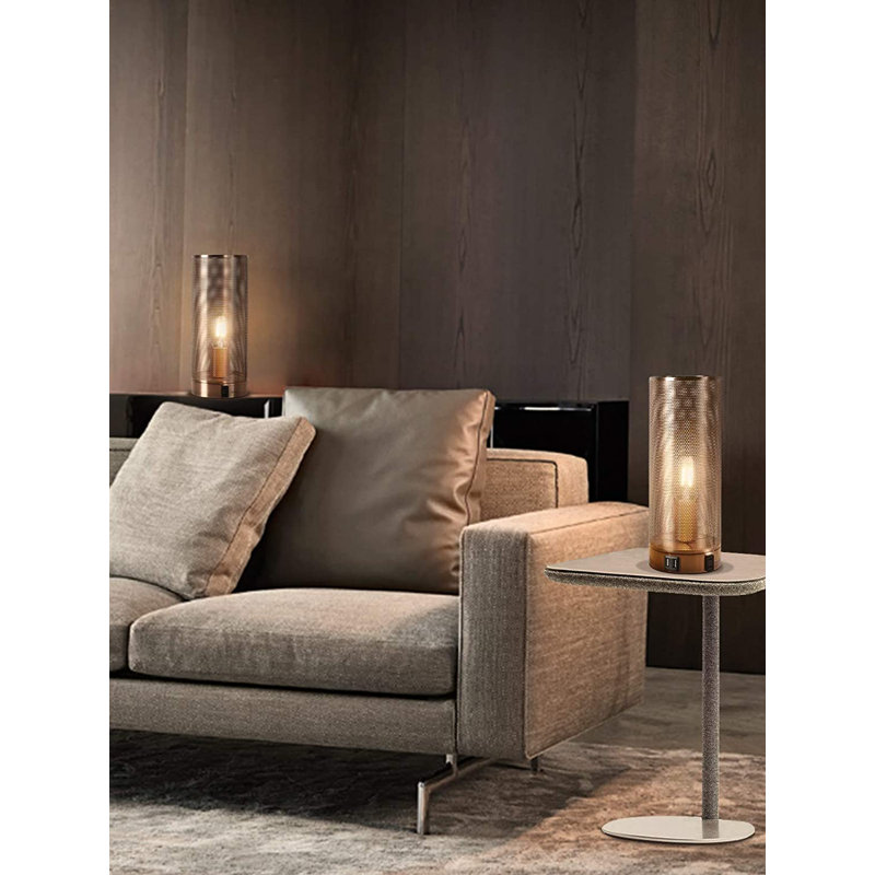 Ensemble de 2 lampes de table de chevet à contrôle tactile avec 2 ports USB et une lampe de chevet à intensité variable pour la chambre à coucher.