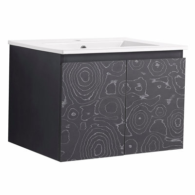 Lavabo mural pour salle de bain avec bol en céramique et porte à fermeture en douceur