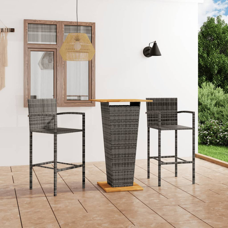 Ensemble repas à hauteur de bar pour 2 personnes Enochville Square, gris, P 23,62 po x l 23,62 po x H 43,31 po