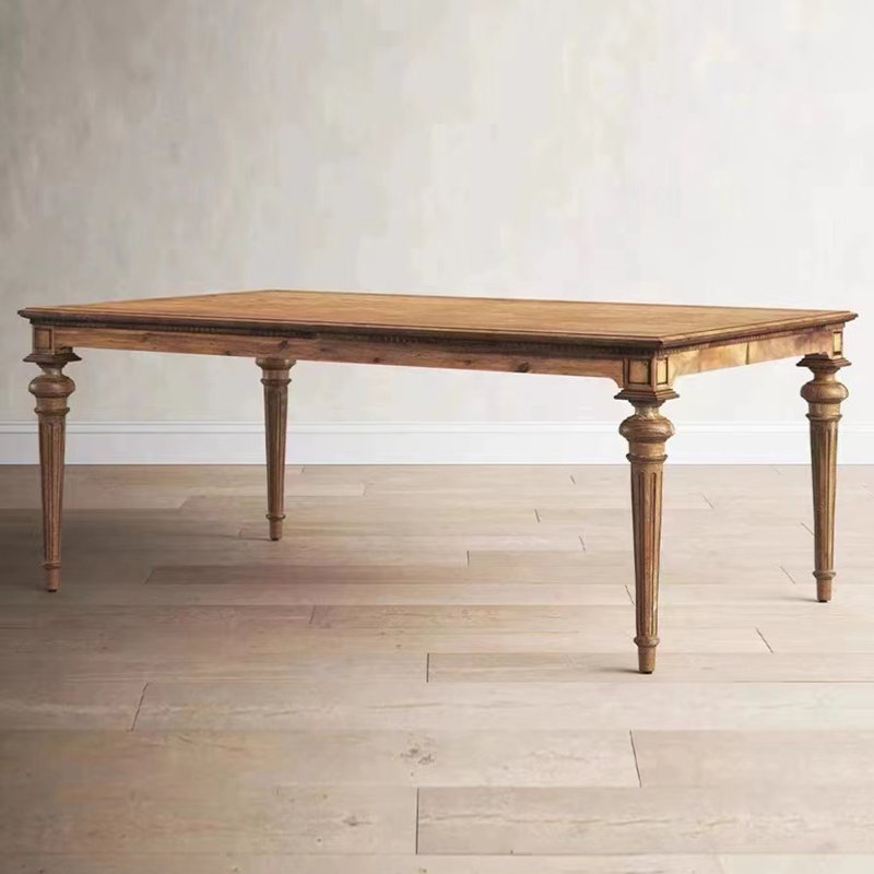 Tasheeka Pine Rectangular Solid Wood Top with Solid Wood Base Dining Table, 29.52"H x 70.86"L x 31.49"W