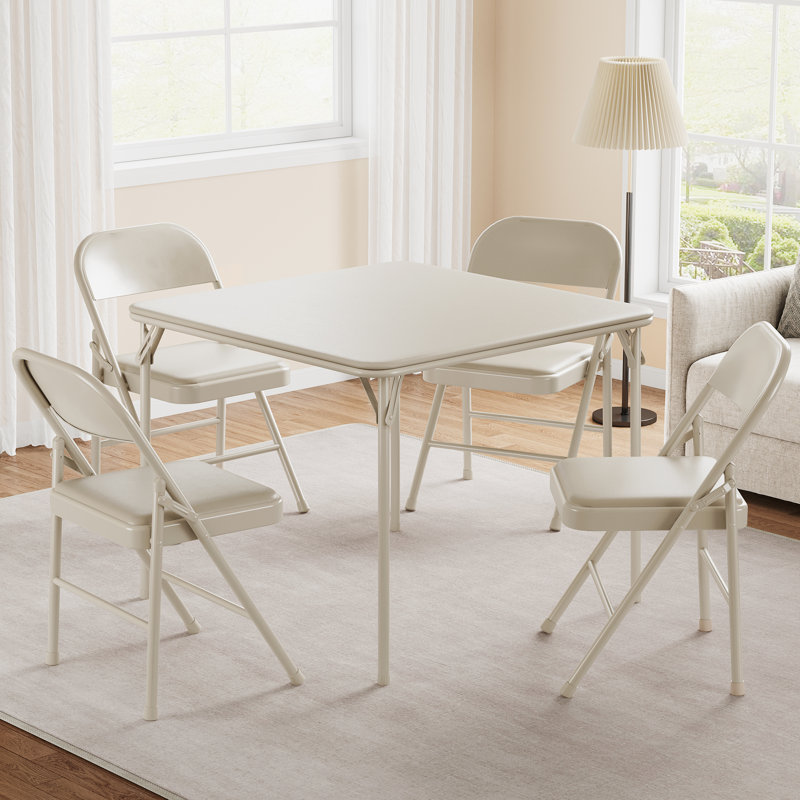 Table pliante 34 po pour 4 personnes, bureau carré pliable portable, sans assemblage, beige, Beige