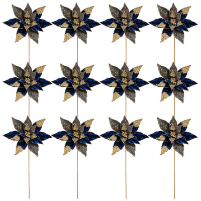 Glitter Poinsettia Spray, 20 Inches