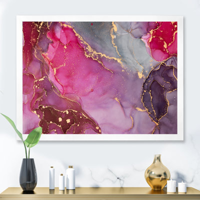 Rose et noir, art abstrait fluide de luxe III - peinture sur toile