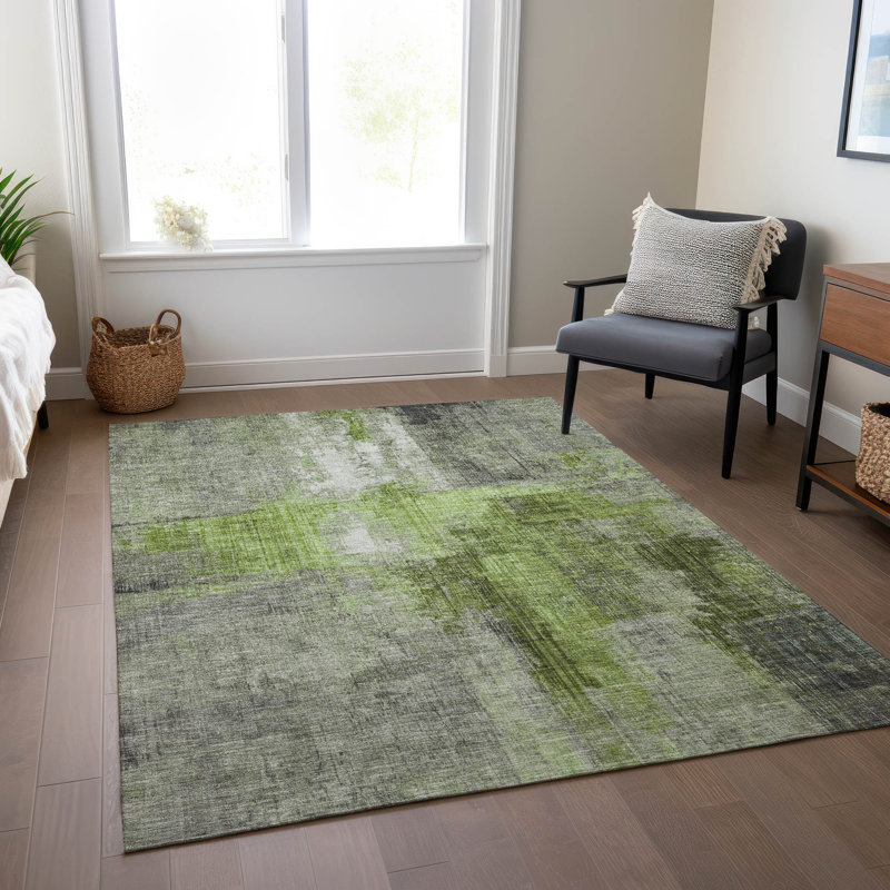 Tapis intérieur / extérieur lavable à la machine Xhevrie, Rectangle 10 pi x 14 pi