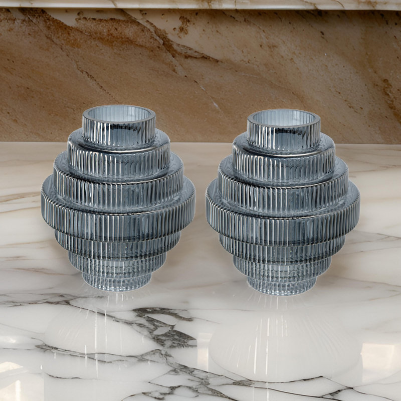 Ensemble de vases de table en verre 2 pièces Greyer Smoke Luster, Fumée