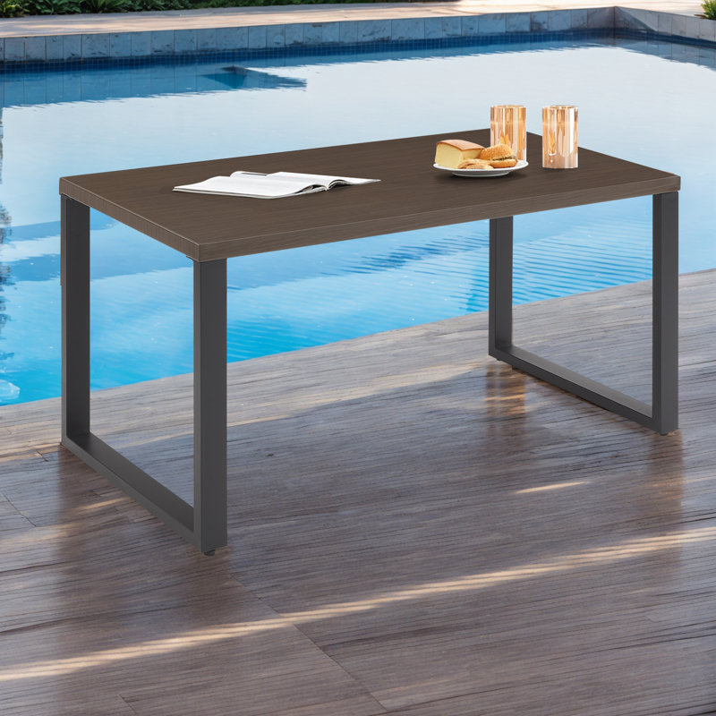 Table de salle à manger d'extérieur rectangulaire L 58 po x l 28 po Naresa, Brun