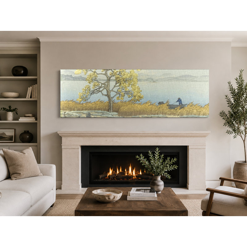 Automne au lac Biwa - Art mural sur toile panoramique, 60" W x 20" H
