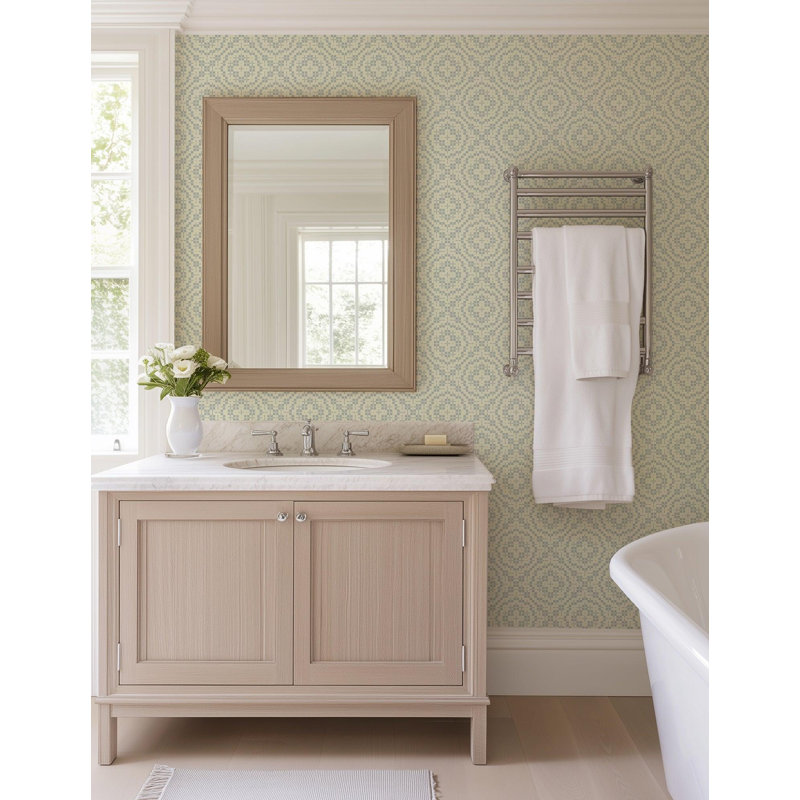Echo Tile - Wallpaper, Sage, Self-Adhesive, Paper