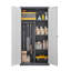 Armoire grande capacité en métal gris avec tringle et compartiments-1574826015