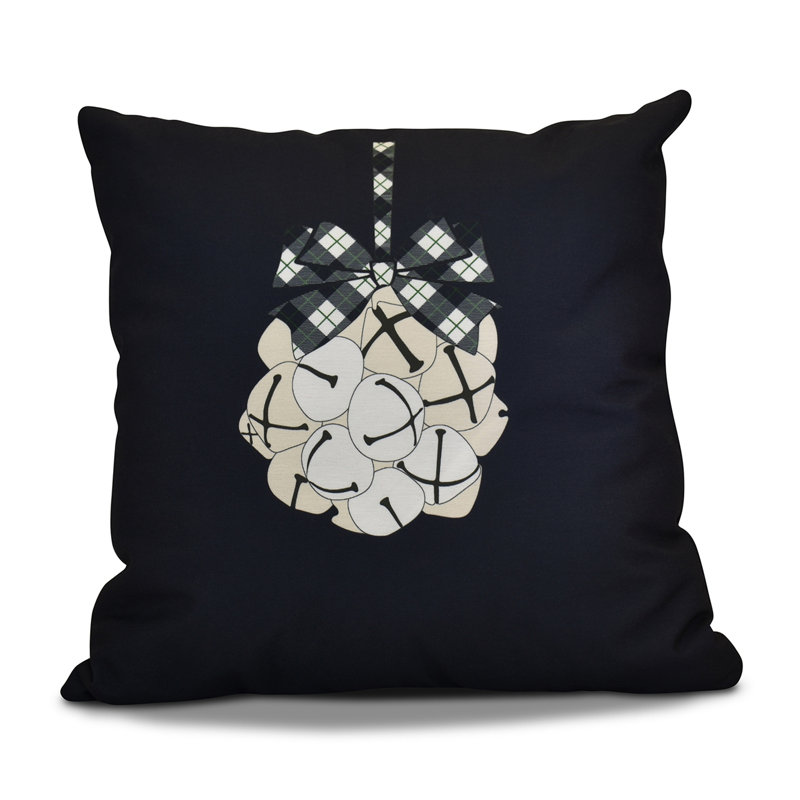 Housse et insert de coussin carré Jump for Joy Jingle Bells, H 16 po x l 16 po, Bleu marine