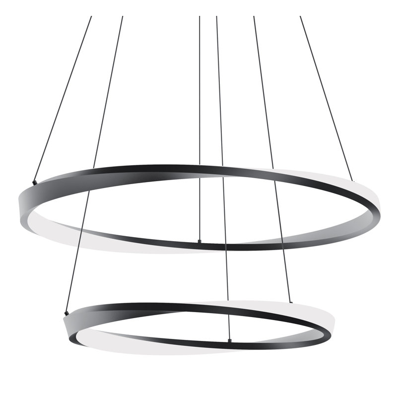 Oberon - Luminaire suspendu double DEL 40 po - Noir, 60 W, Noir