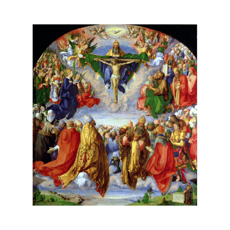 Le retable de la Toussaint Landauer (huile sur panneau) par Albrecht Dürer - Estampe numérique, H 28 po x l 22 po