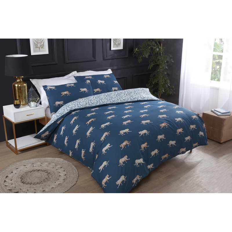 Kathie Polyester Duvet Cover Set with Pillowcases, Teal, Single - 1 Standard Pillowcase