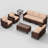 7 Person Sofa Set 6 Piece Outdoor Wicker Sofa With Swivel Rocking Chairs-1664652344