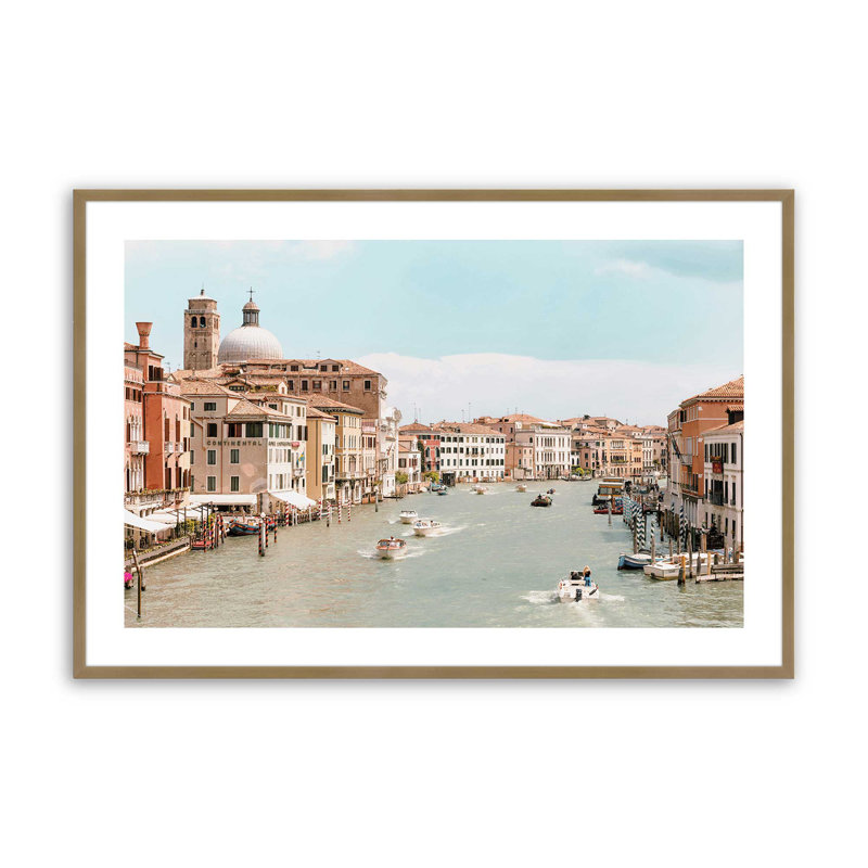 A Venetian Voyage Print, 17.25" H x 21.25" W x 1.25" D, Brushed Gold Framed