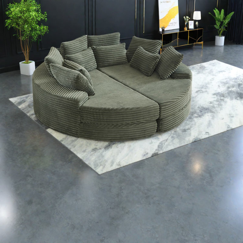 Très grand canapé inclinable en velours côtelé, salon vert multifonctionnel pour la maison