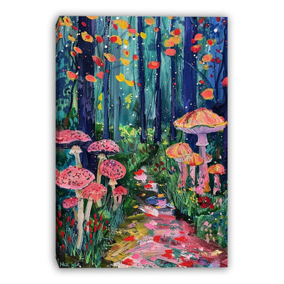 Enchanted Mushroom Path Wrapped Canvas Wall Art