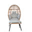 Fauteuil à œufs pour patio avec coussins - capacité de 400 livres, support lombaire inclus, PE, coussin en tissu épais, bleu neutre, sièges 2, tabouret de style européen moderne